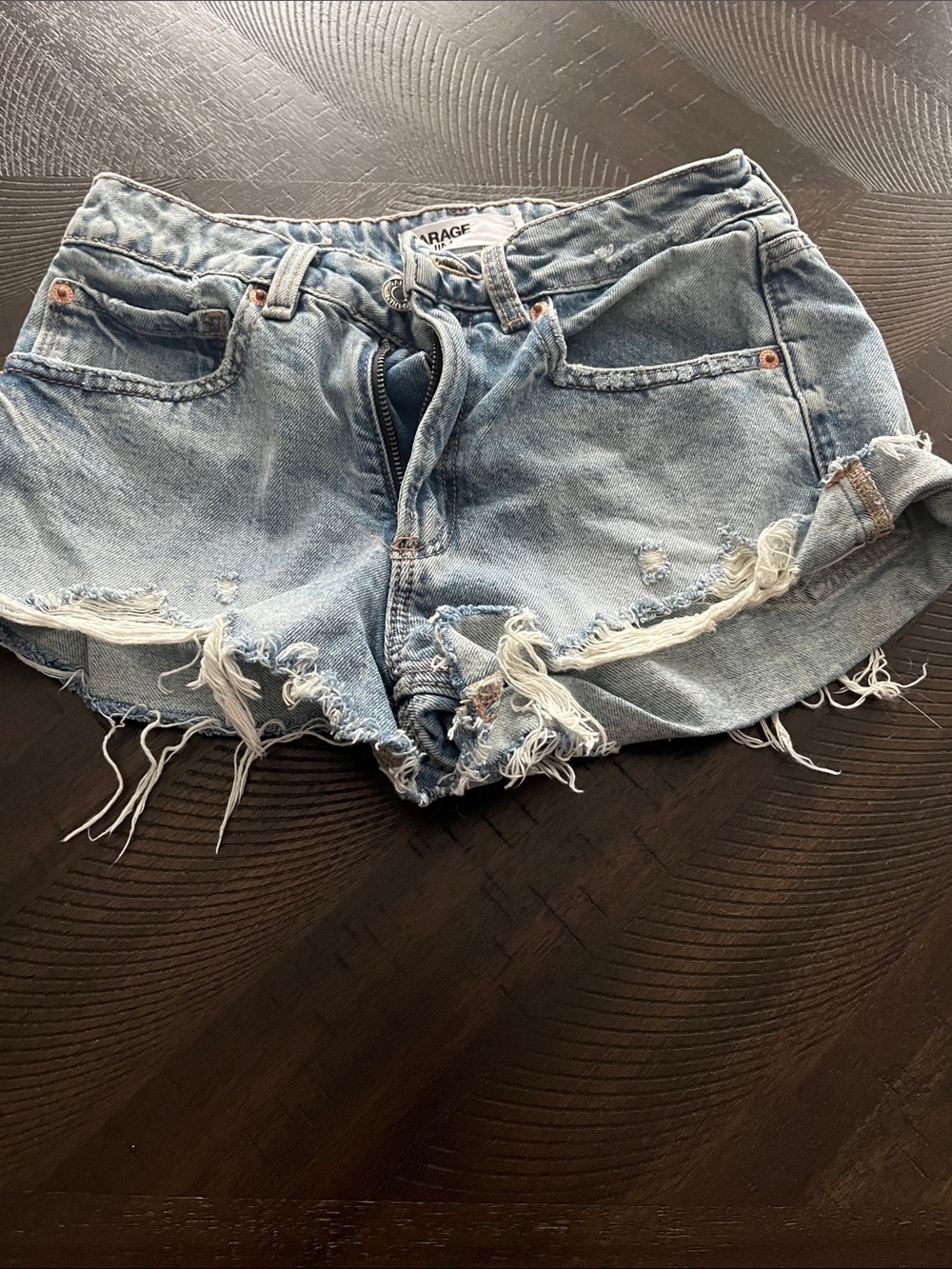 Garage Light Wash Distressed Denim Cutoff Shorts